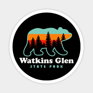 Watkins Glen State Park Hiking New York Retro Bear Magnet